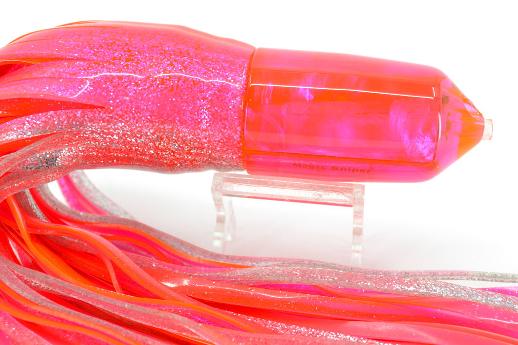 Moyes Lures Fluorescent Pink MOP 2-Hole Large Sniper Jet 12" 13.5oz Skirted Pink-Silver
