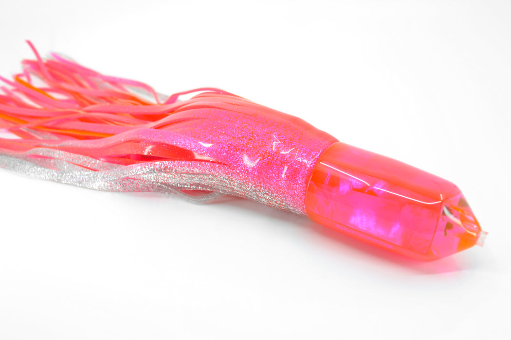 Moyes Lures Fluorescent Pink MOP 2-Hole Large Sniper Jet 12" 13.5oz Skirted Pink-Silver