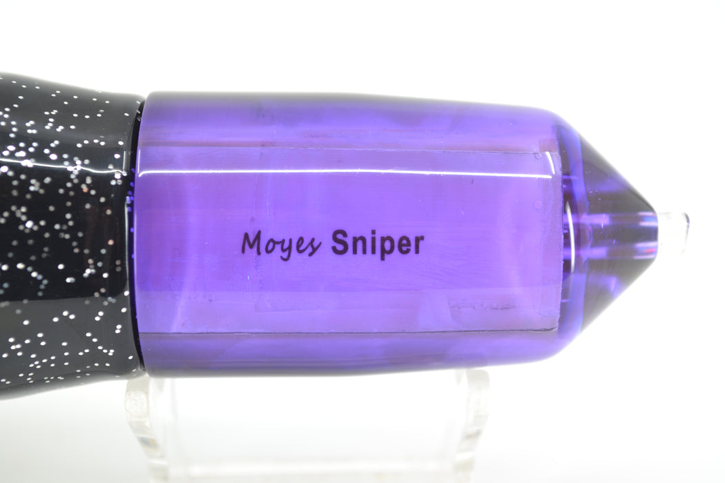 Moyes Lures Purple MOP Black Back 2-Hole Large Sniper Jet 12" 13.5oz Skirted Black