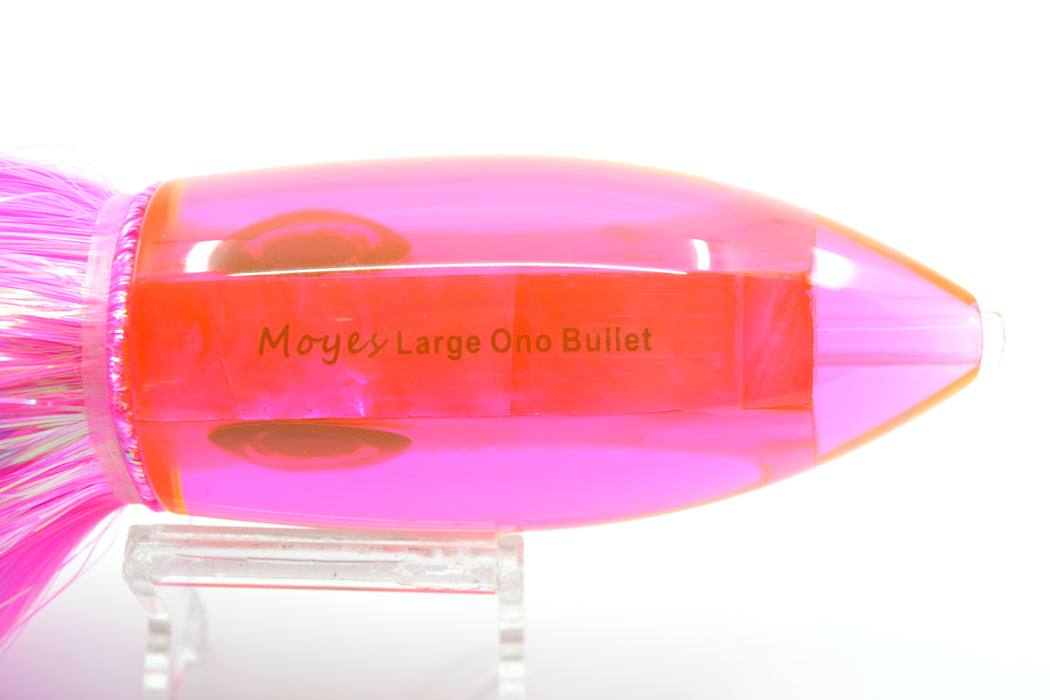 Moyes Lures Fluorescent Pink MOP Large Ono Bullet 14" 12oz Flashabou