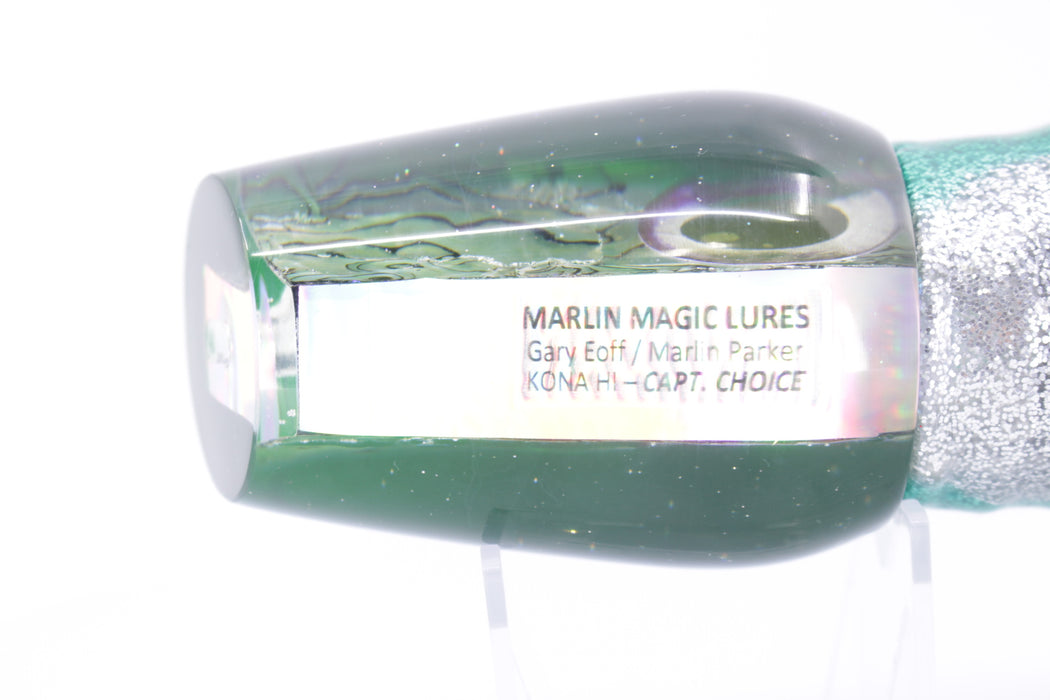 Marlin Magic Paua Shell Green Back Taxi Eyes Captain's Choice 14" 12.5oz Skirted