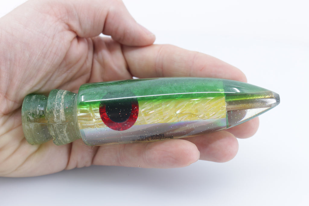 Bomboy Lures Golden MOP Green Back M16 Bullet 10" 8.5oz New PreOwned
