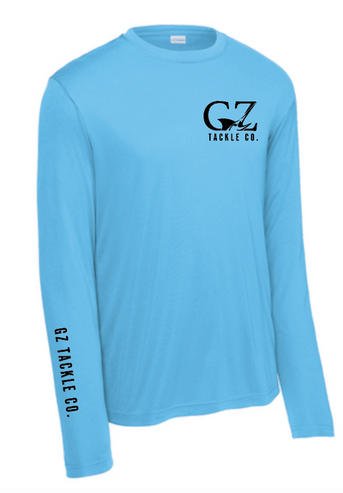 GZ Tackle Co. Carol Lynne “Tribal Marlin” AquaTek LS Performance Shirt Light Blue