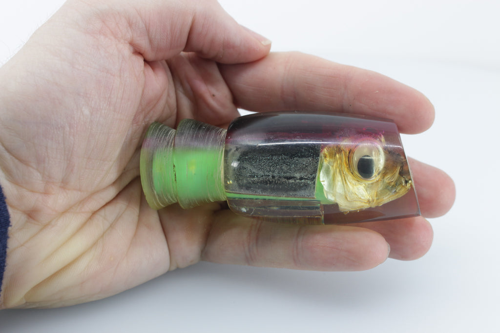 Hawaiian Sea Lures Real Fish Head Green Purple Back Rev Slant 9" 4.5oz