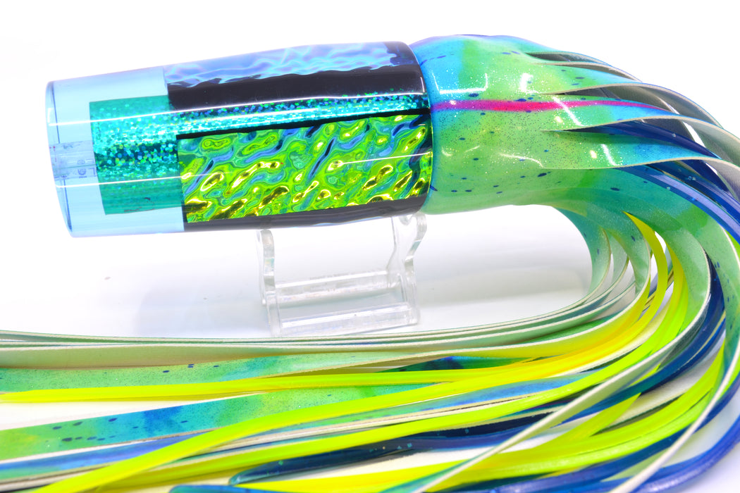 Aloha Lures Teal Rainbow Lime Green Dichro Sundowner 14" 11.5oz FT Vinyl Mad Mahi