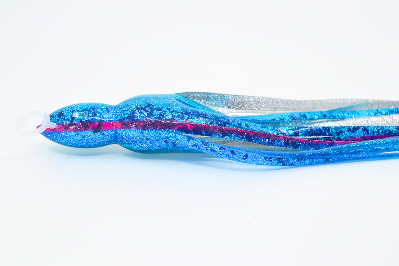 #545 BOM Replacement Skirt - Bright Blue Glitter with Pink/Blue Splatter Stripe-Silver Glitter