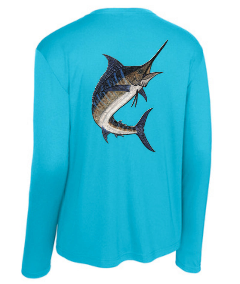GZ Tackle Co. Carol Lynne “Tribal Marlin” Women's AquaTek LS Performance Shirt Turquoise