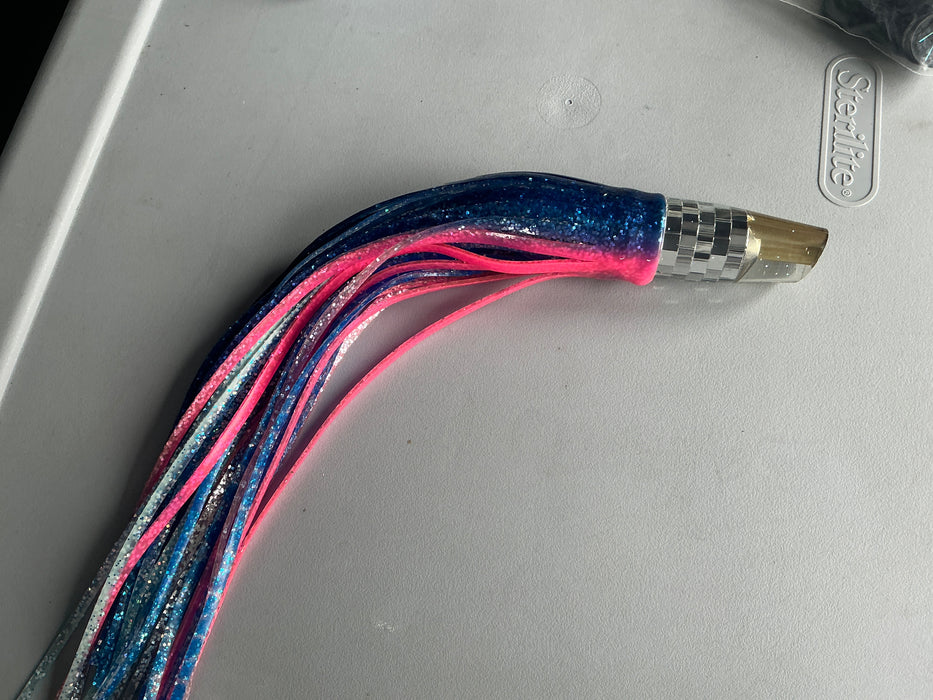 Tanigawa Lures Mirrored Disco Ball 2-Hole Slant 7" 5oz Skirted Blue/Pink EZ-K