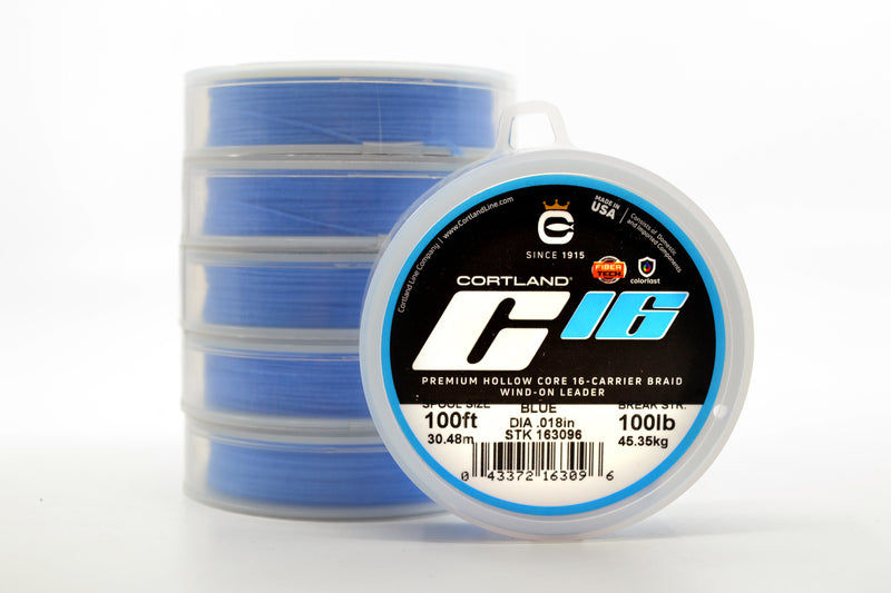 Cortland Premium Hollow Core 16-Carrier Braid Wind-On Leader 100FT