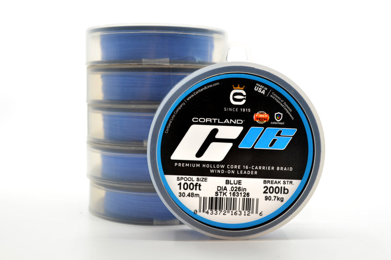Cortland Premium Hollow Core 16-Carrier Braid Wind-On Leader 100FT