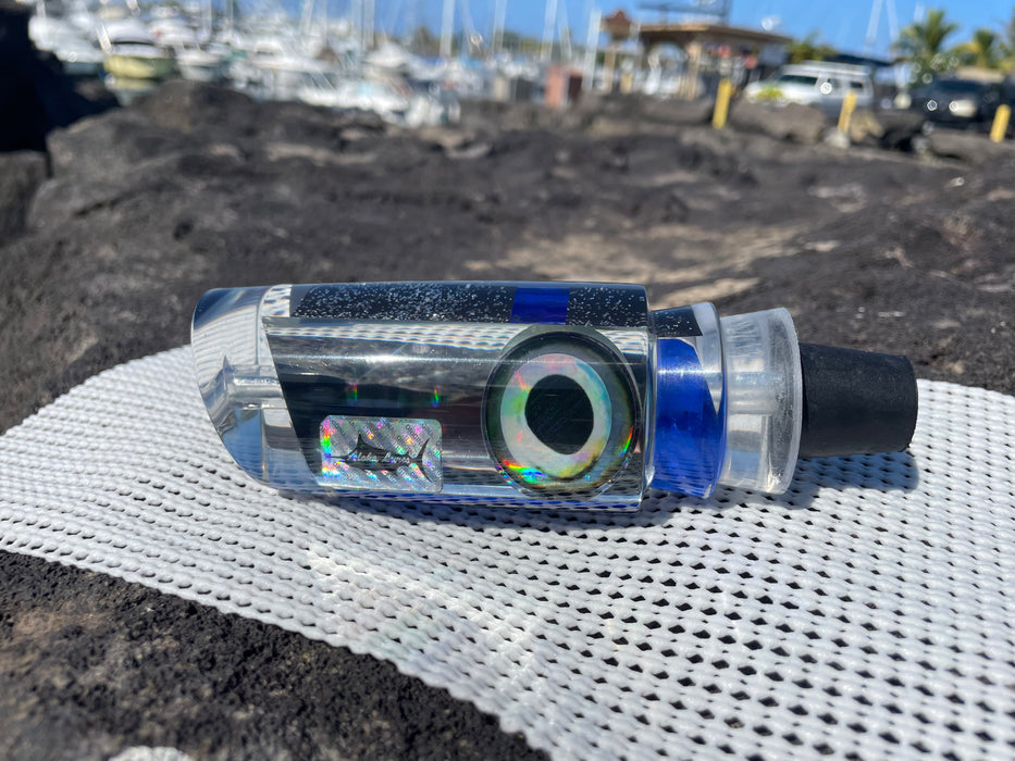 Aloha Lures Clear Mirrored Blue Rainbow Black Back Taxi Eyes Smash Bait 14" 9.5oz EZ-K