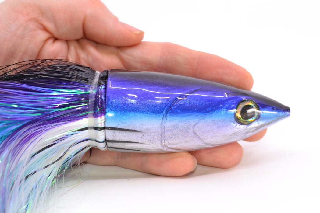 Ali'i Kai Lures Black-Purple-White Aku 12" 10.7oz Strobez Black-Purple-White-Blue Stripes