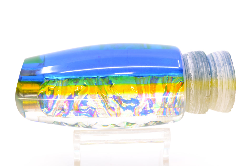 Coggin Lures Ice Rainbow Dichro Blue-Yellow Back 4-Hole Copalure Scoop 12" 9oz