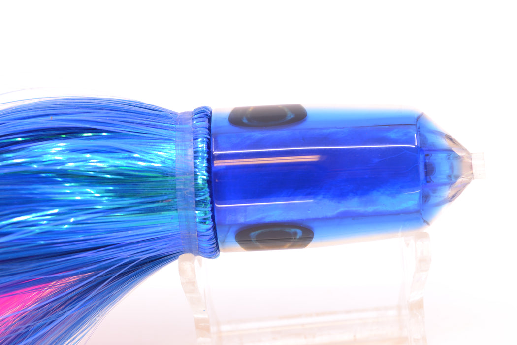 Moyes Lures White MOP Blue Back 2-Hole Small Sniper Jet 9" 5.7oz Strobez Blue-White