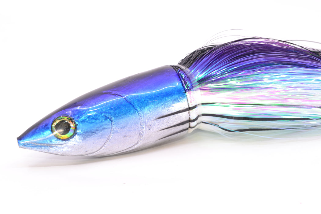 Ali'i Kai Lures Black-Purple-White Aku 12" 10.7oz Strobez Black-Purple-White-Blue Stripes