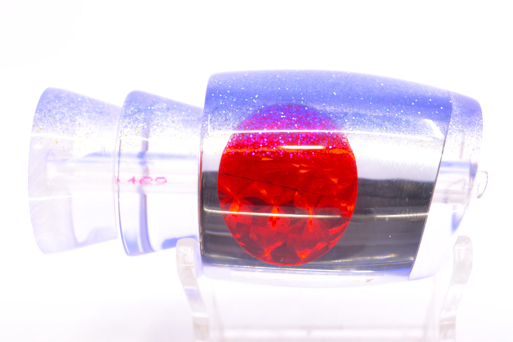 Moyes Lures Clear Mirrored Blue Glittered Back Red Eyes Medium J-Boy 12" 4oz