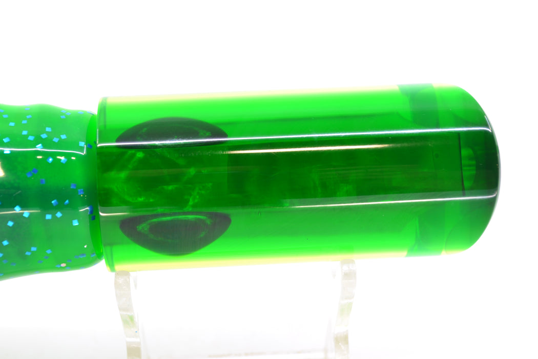 Moyes Lures Chartreuse MOP Green Back Medium Pipe Bomb 12" 7.5oz Skirted Mahi