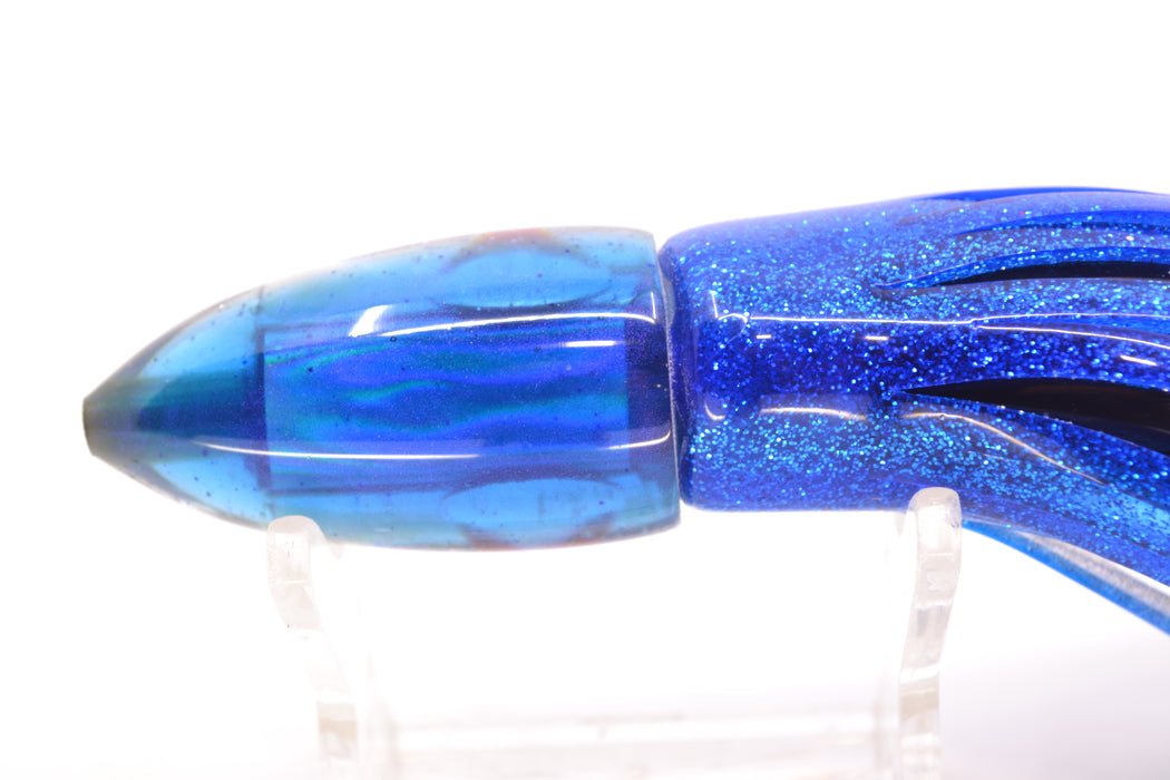 Bomboy Lures White Abalone Blue Back Round Mini Bomb 5" 2oz Skirted Blue-Silver