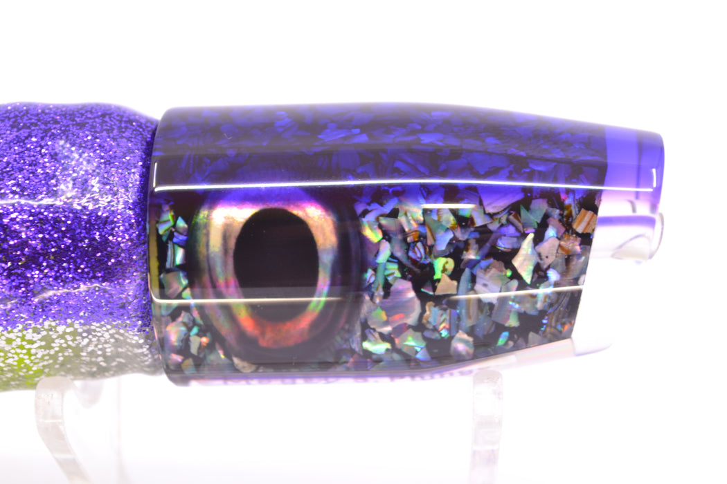 Moyes Lures S&P MOP Purple Back Taxi Eyes Small Plunger 9" 5oz Skirted Purple-Silver