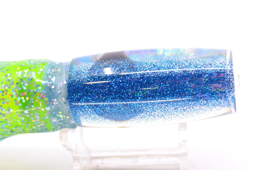 Moyes Lures Ice Blue Awabi Blue Glittered Back Taxi Eyes Small Shotgun 9" 4oz Skirted GZE