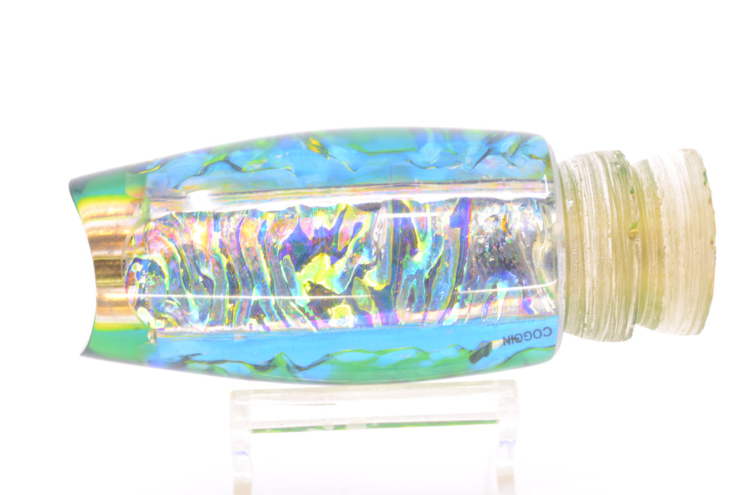 Coggin Lures Ice Rainbow Dichro Blue-Yellow Back 4-Hole Copalure Scoop 12" 9oz