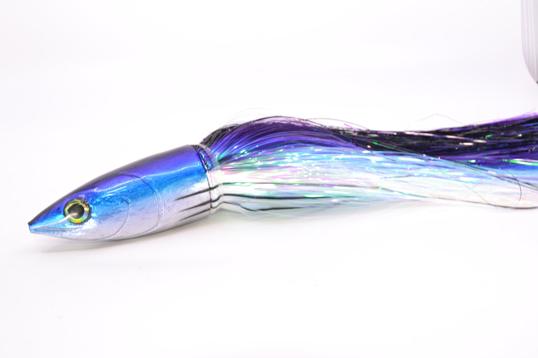 Ali'i Kai Lures Black-Purple-White Aku 12" 10.7oz Strobez Black-Purple-White-Blue Stripes