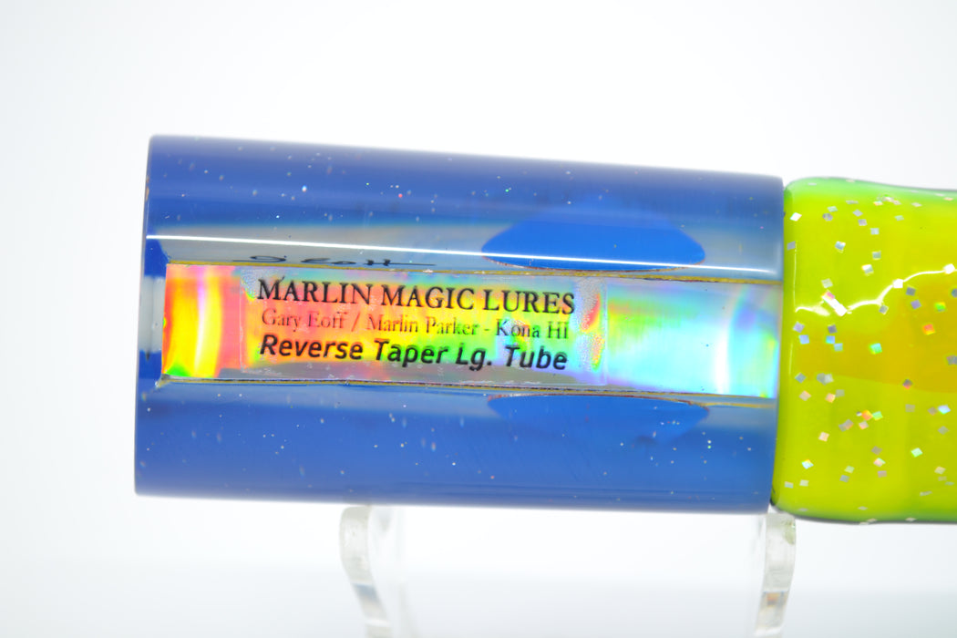 Marlin Magic Golden MOP Blue Back Reverse Taper Large Tube 12" 8.6oz Skirted Black-Yellow