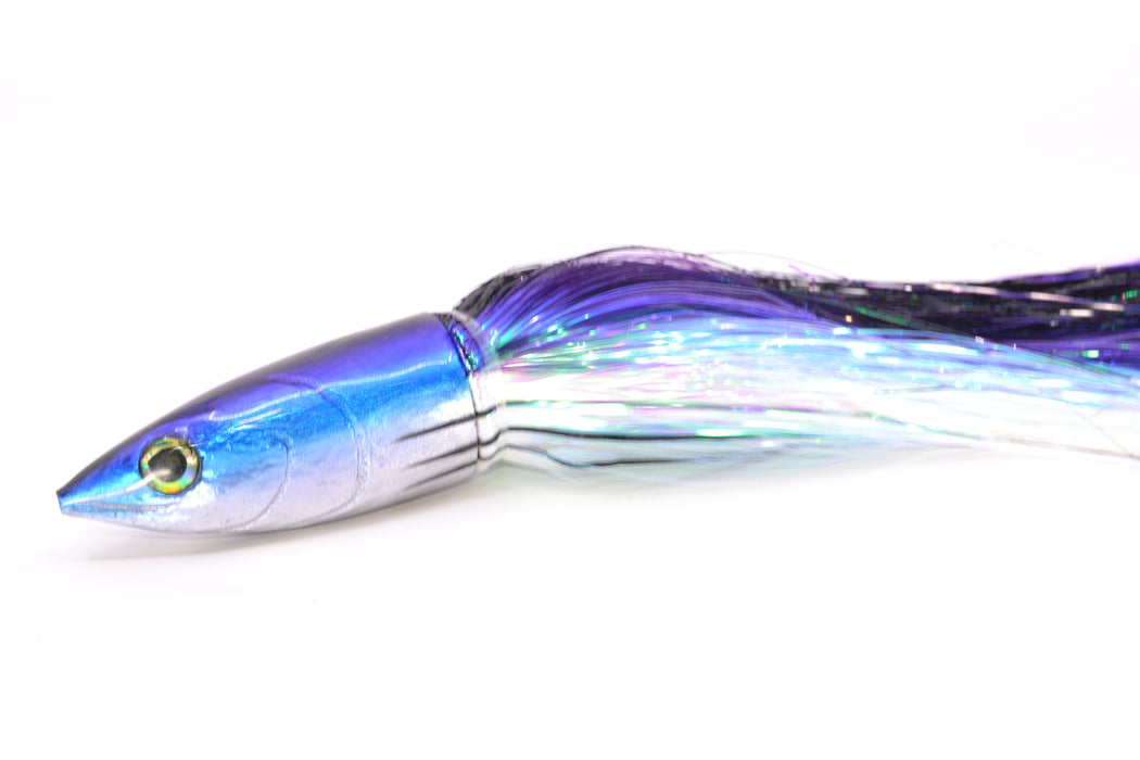Ali'i Kai Lures Black-Purple-White Aku 12" 10.7oz Strobez Black-Purple-White-Blue Stripes