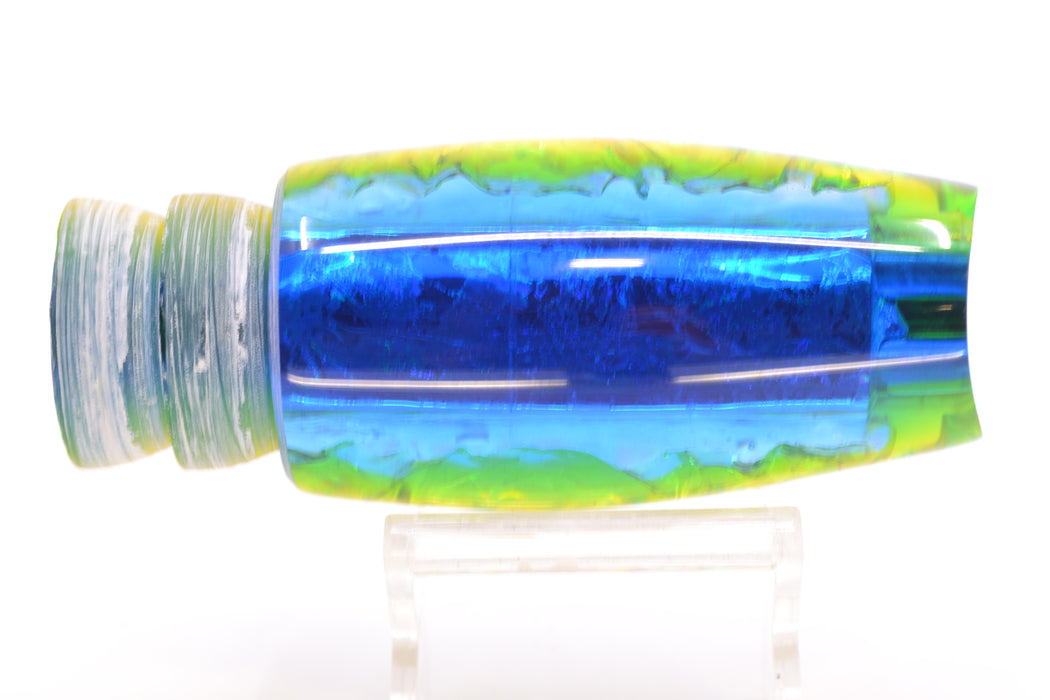 Coggin Lures Ice Rainbow Dichro Blue-Yellow Back 4-Hole Copalure Scoop 12" 9oz