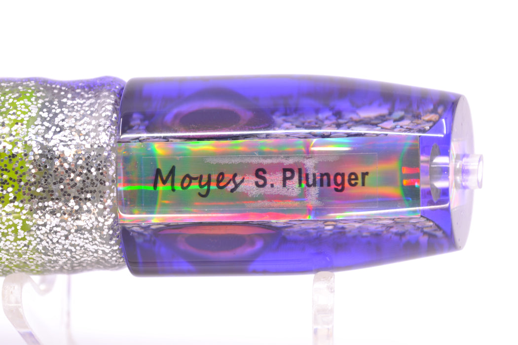 Moyes Lures S&P MOP Purple Back Taxi Eyes Small Plunger 9" 5oz Skirted Purple-Silver