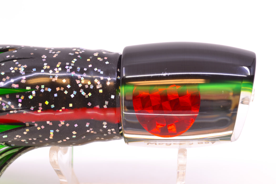 Moyes Lures Clear Mirrored Black-Green Back Medium J-Boy 12" 7oz Skirted Black/Green