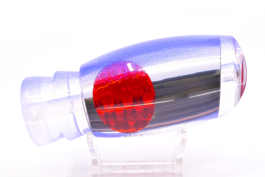Moyes Lures Clear Mirrored Blue Glittered Back Red Eyes Large Argus 14" 6.5oz