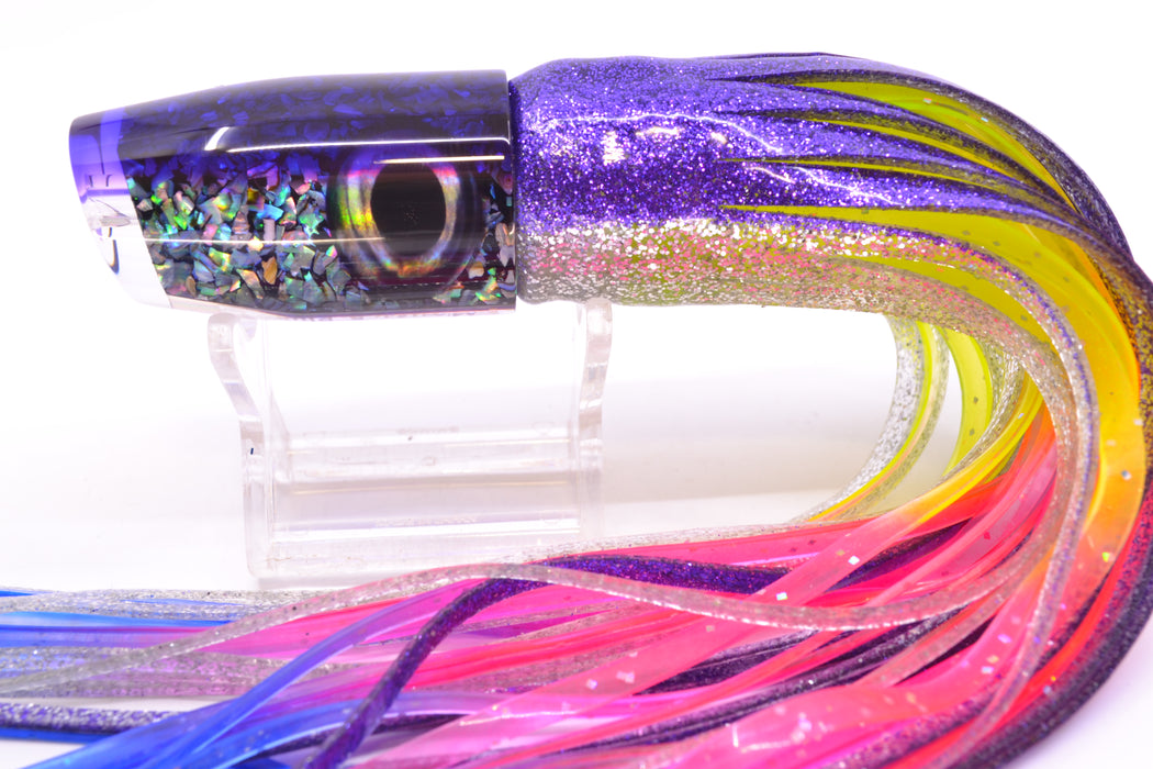 Moyes Lures S&P MOP Purple Back Taxi Eyes Small Plunger 9" 5oz Skirted Purple-Silver