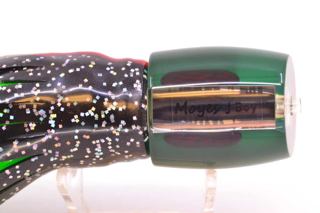 Moyes Lures Clear Mirrored Black-Green Back Medium J-Boy 12" 7oz Skirted Black/Green