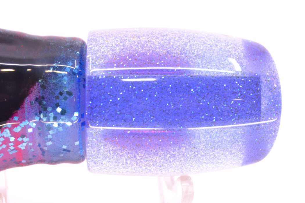 Moyes Lures Clear Mirrored Blue Glittered Back Red Eyes Medium J-Boy 12" 7oz Skirted