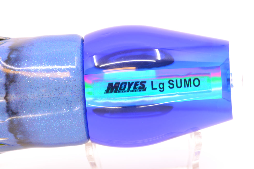 Moyes Lures Ice Blue MOP Blue Back Taxi Eyes Large Sumo 14" 10.3oz FT Vinyl Blue Tiger