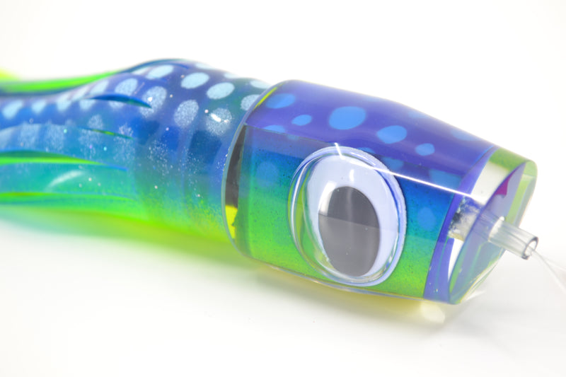 Big T Lures Blue-Green Rainbow Blue Dots Wildebeest 12" 7oz Skirted Blue-Yellow