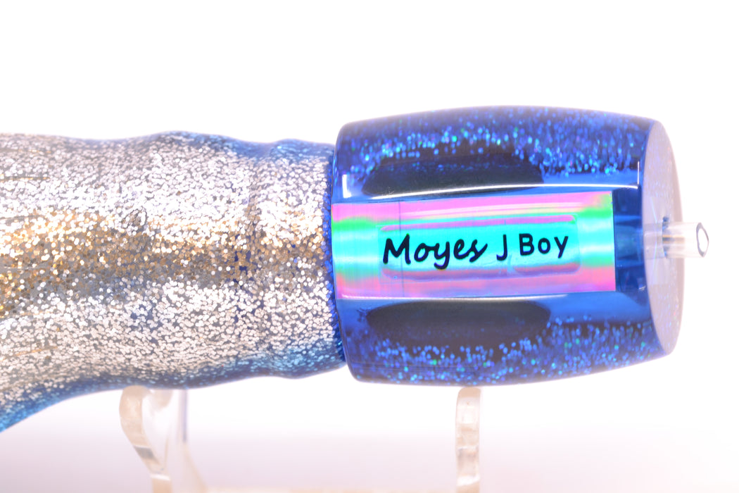 Moyes Lures Blue MOP Black-Silver Back Medium J-Boy 12" 7oz Skirted Blue Aurora
