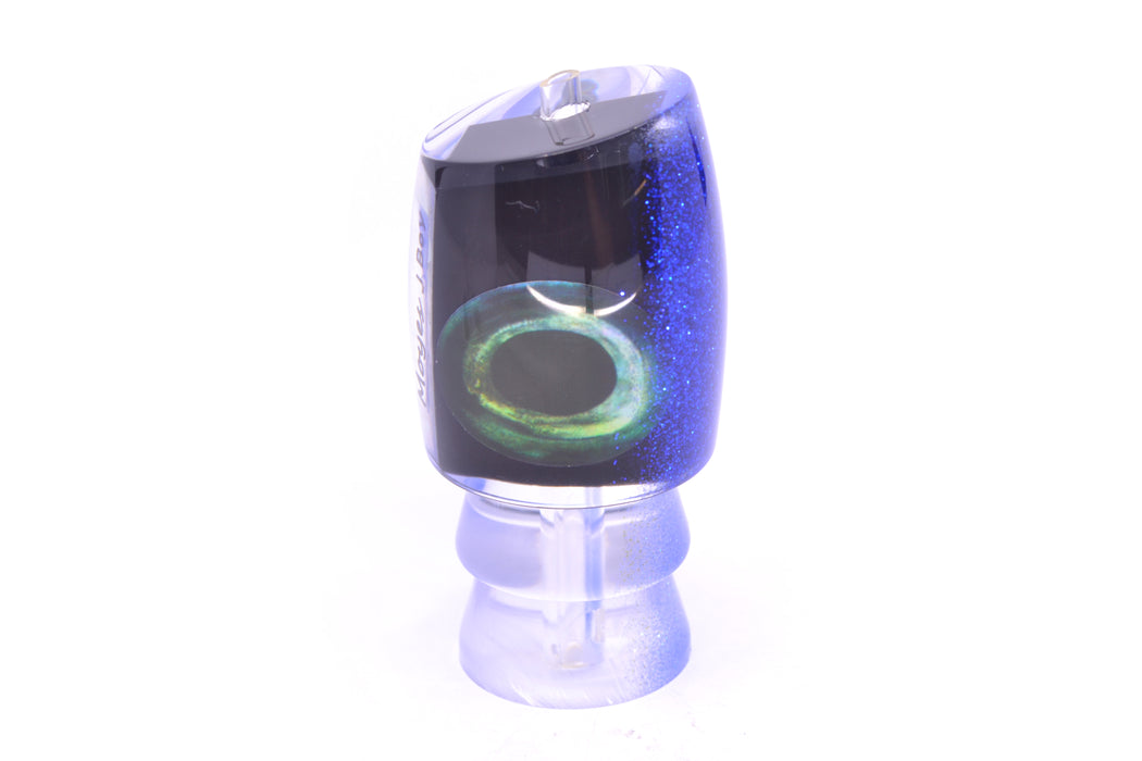 Moyes Lures Black Pearl Blue Glitter Back Taxi Eyes Medium J-Boy 12" 4oz