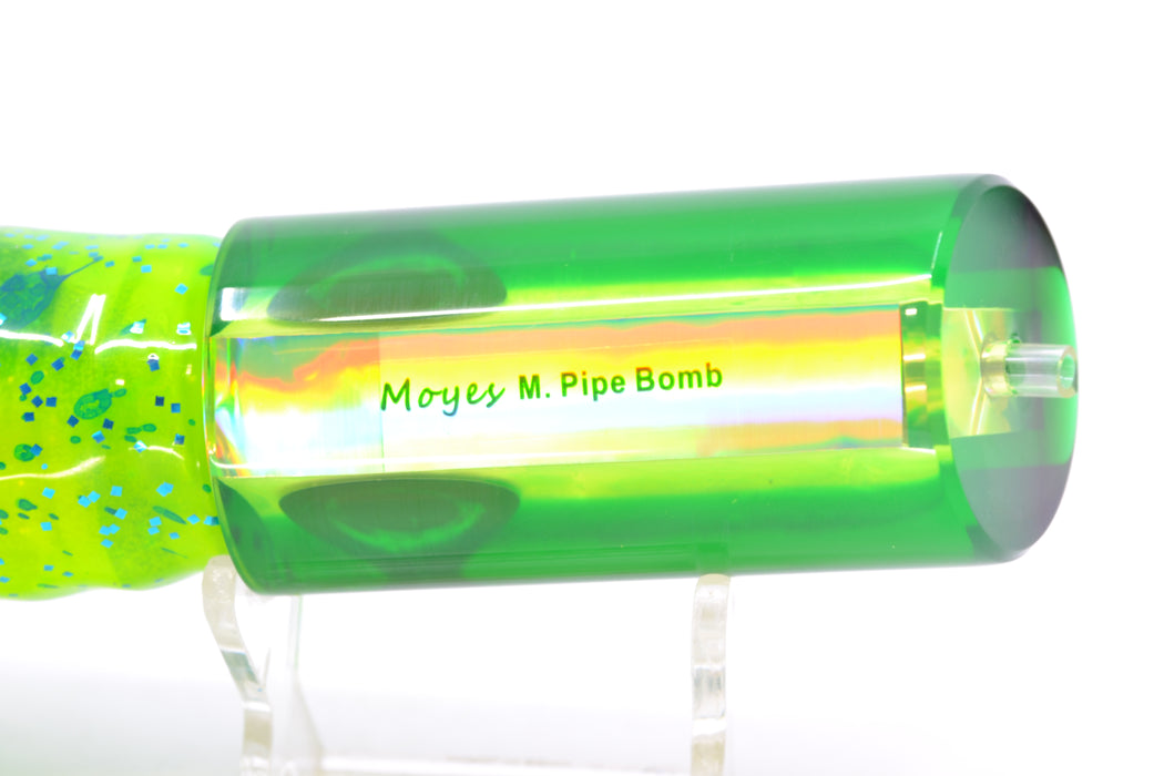 Moyes Lures Chartreuse MOP Green Back Medium Pipe Bomb 12" 7.5oz Skirted Mahi