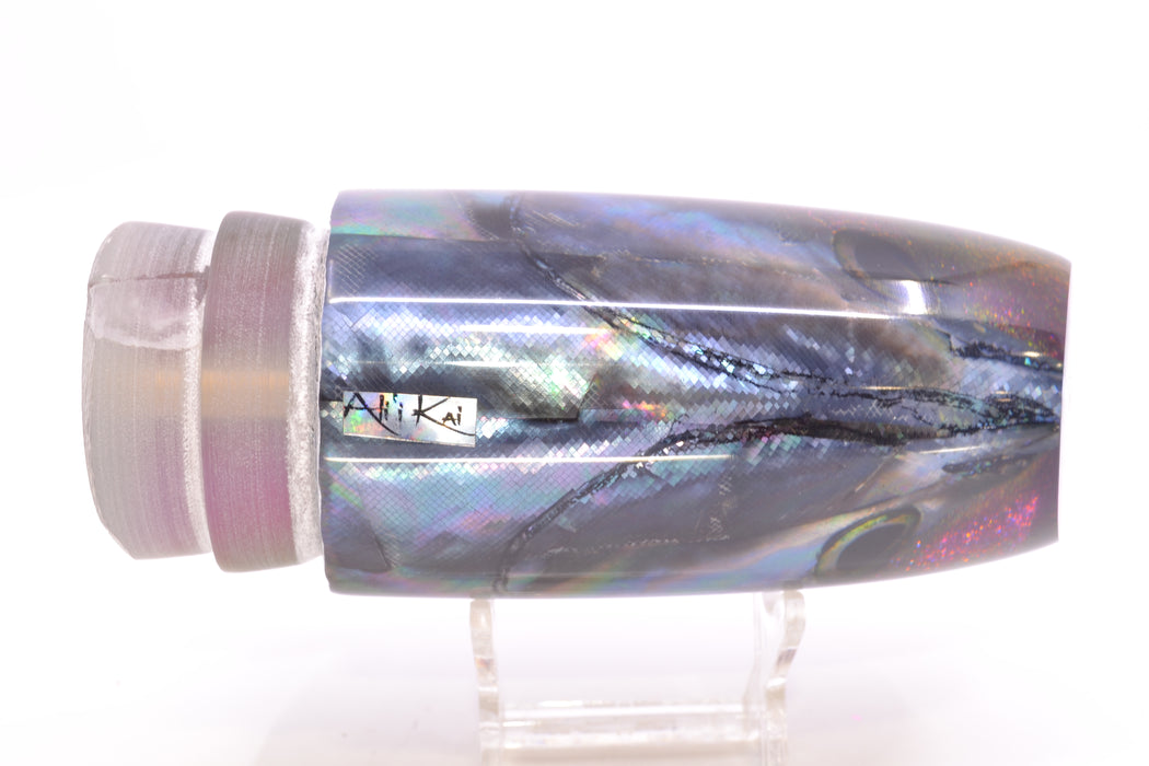 Ali'i Kai Lures Silver Shell Purple-Gold Chameleon Back Fish Head XL Plunger 16" 14oz GZE