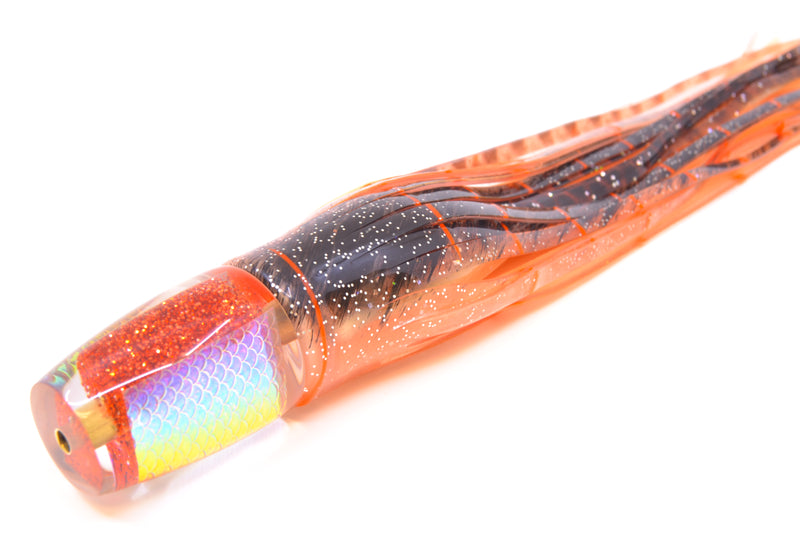 Koya Lures Rainbow Scale Orange Glitter Pearl JP 511 9" 4oz Skirted Root Beer-Petrolero