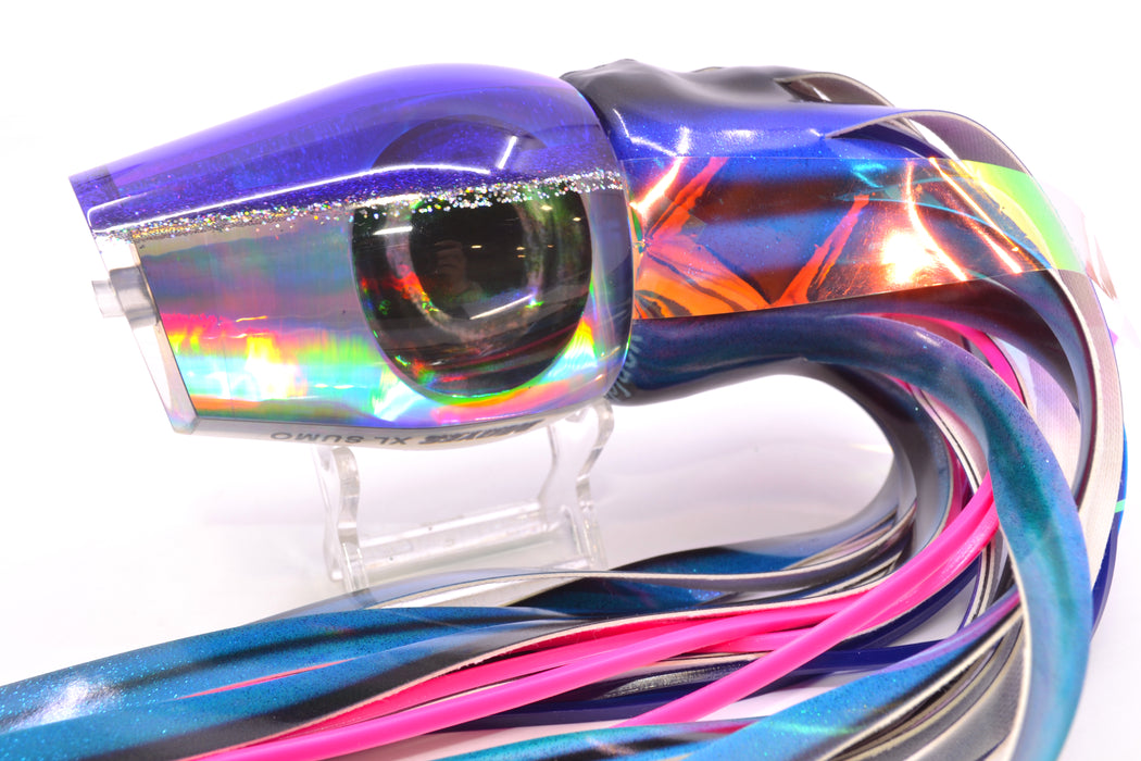 Moyes Lures Silver Rainbow Purple-Silver Back XL Sumo 16" 16.4oz FT Vinyl Skipjack with Wings