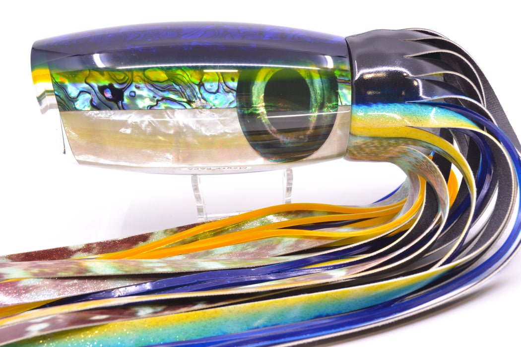 Moyes Lures Yellowfin Paua-MOP Blue-Yellow Back Papa Teaser 30.5oz FT Vinyl Yellowfin