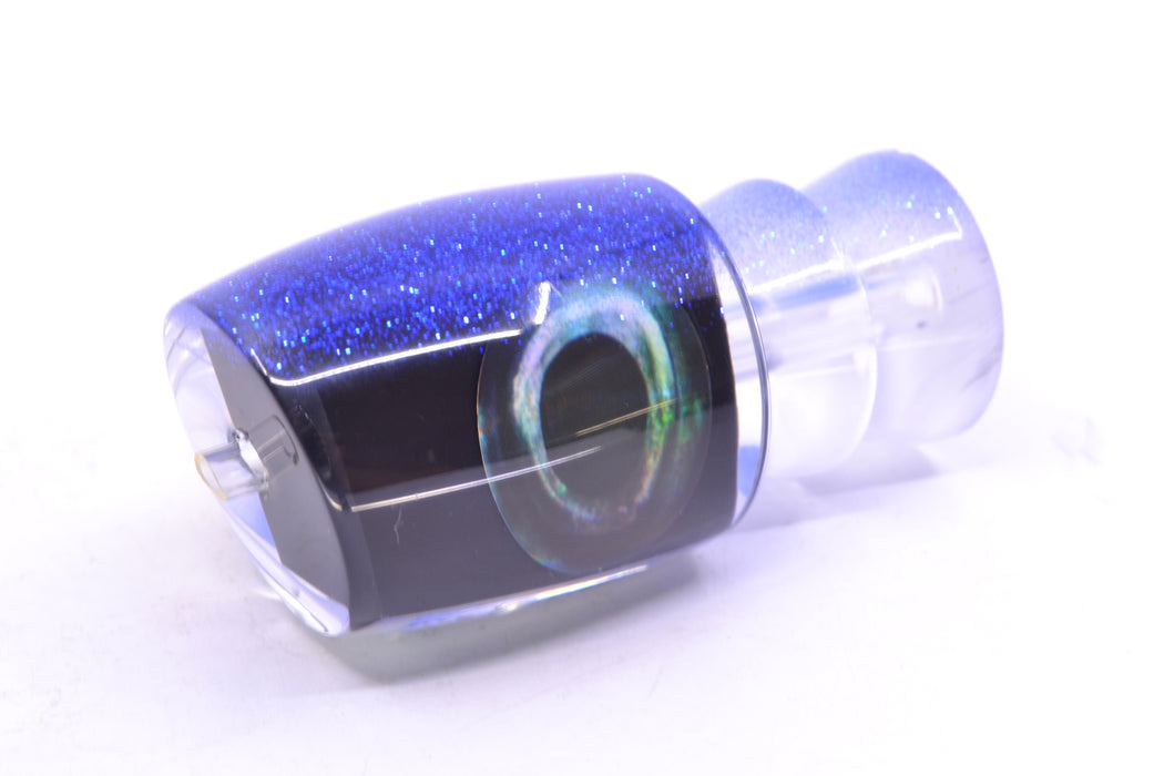 Moyes Lures Black Pearl Blue Glitter Back Taxi Eyes Medium J-Boy 12" 4oz