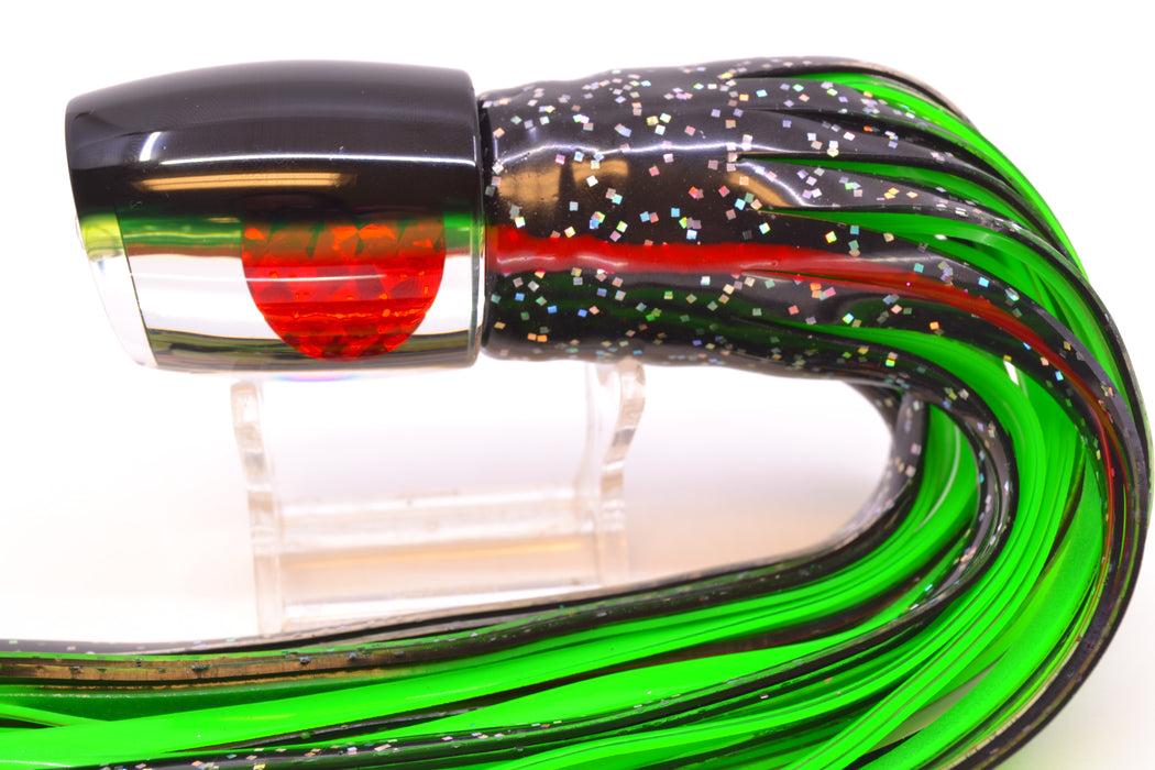 Moyes Lures Clear Mirrored Black-Green Back Medium J-Boy 12" 7oz Skirted Black/Green