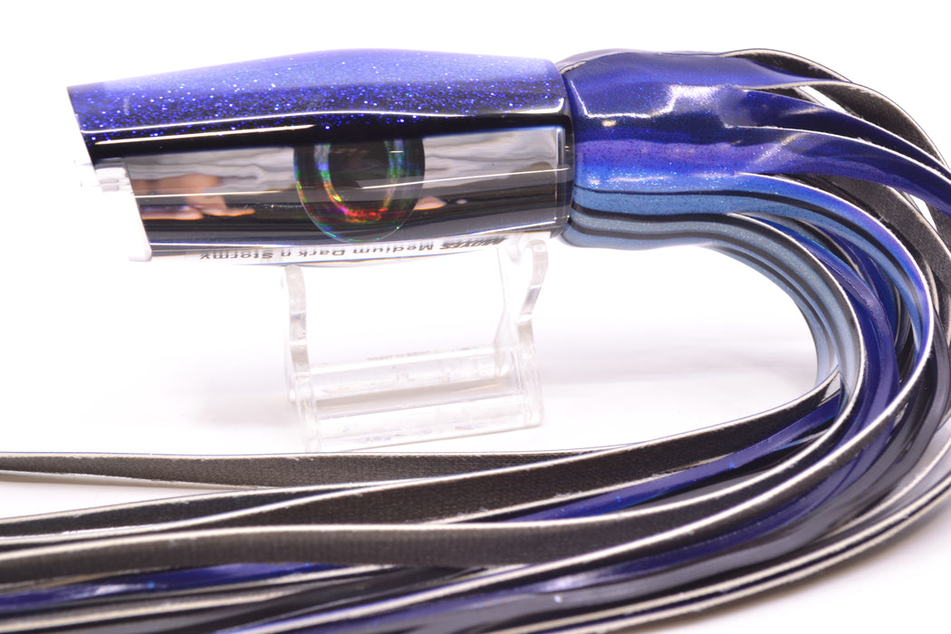 Moyes Lures Mirrored Blue-Black Back Medium Dark-N-Stormy 12" 7oz FT Vinyl Skipjack