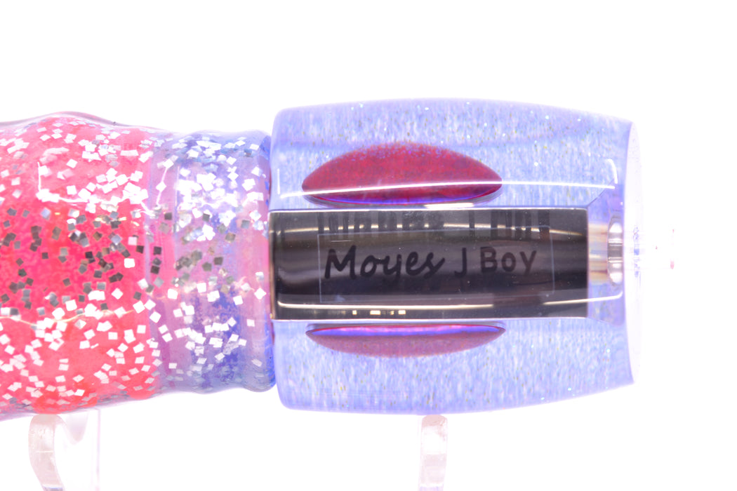 Moyes Lures Clear Mirrored Blue Glittered Back Red Eyes Medium J-Boy 12" 7oz Skirted