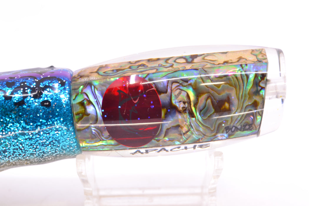 Bonze Lures Paua Shell Red Eyes Apache 9" 5.2oz Skirted Blue-Silver/Green-Gold *SCRATCHED*