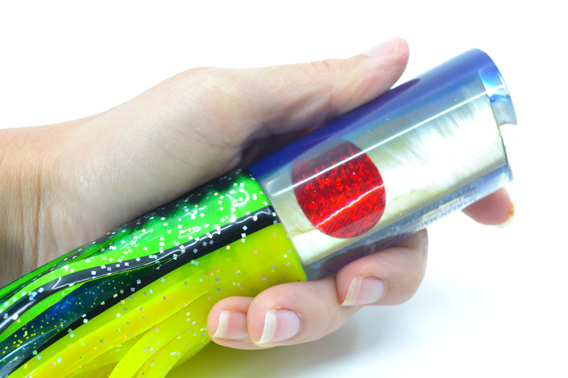 Marlin Magic Golden MOP Blue Back Reverse Taper Large Tube 12" 8.6oz Skirted Black-Yellow